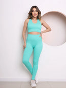 Conjunto Academia Feminina Lisa Calça e Top com bojo Tecido