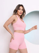 Conjunto Academia Fitness Feminina Short e Top com Bojo Teci
