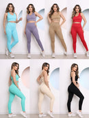 Conjunto Academia Feminina Lisa Calça e Top com bojo Tecido