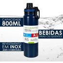 Garrafa Térmica de Água Inox Com Alça e Bico Academia – 800ml