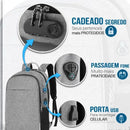 Mochila Notebook Anti Furto Com Cadeado E Entrada Fone De Ouvido E USB