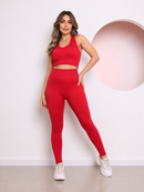Conjunto Academia Feminina Lisa Calça e Top com bojo Tecido